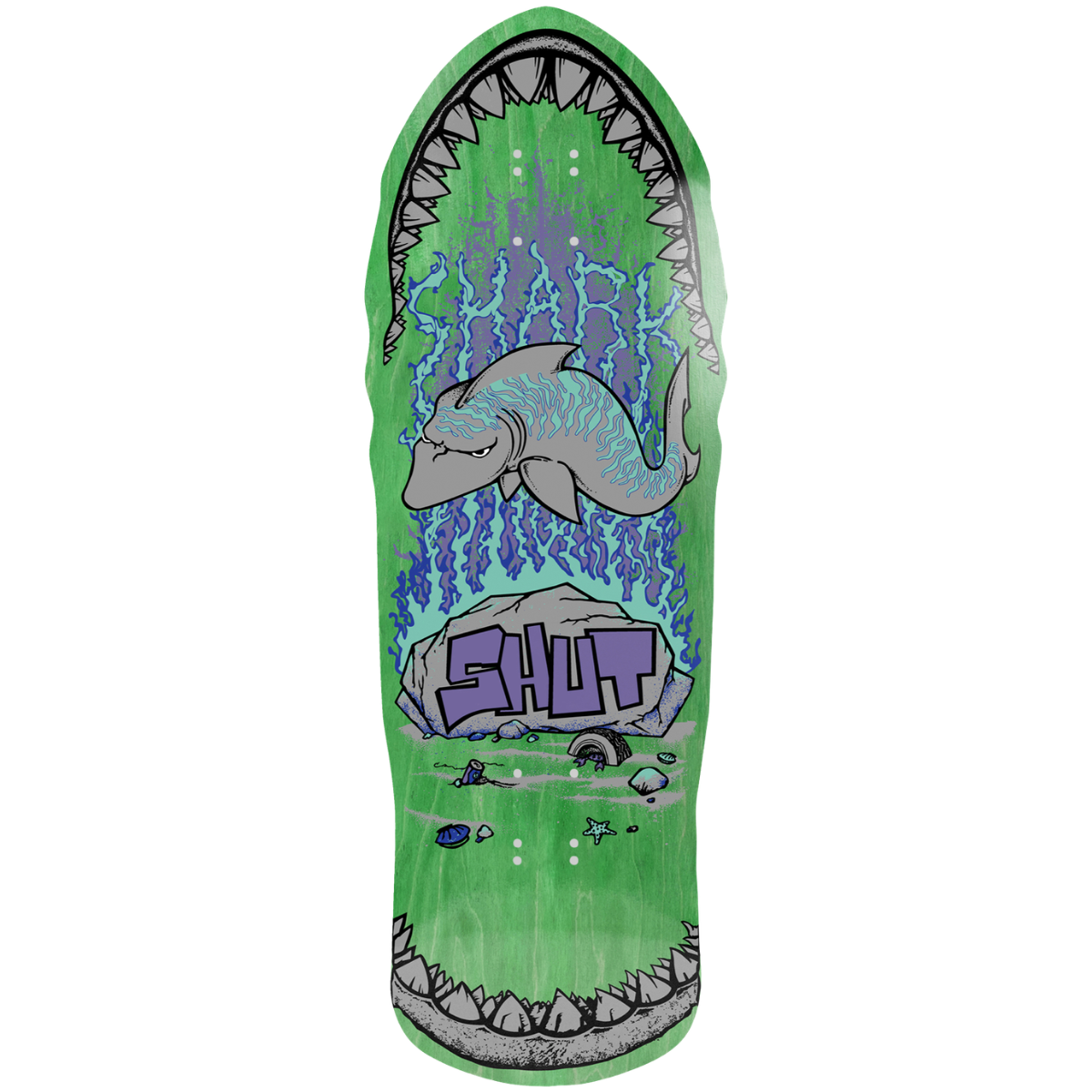 10.375" Shut 86 Shark Skateboard Deck - Green - Heritage from Sidewalk Distribution