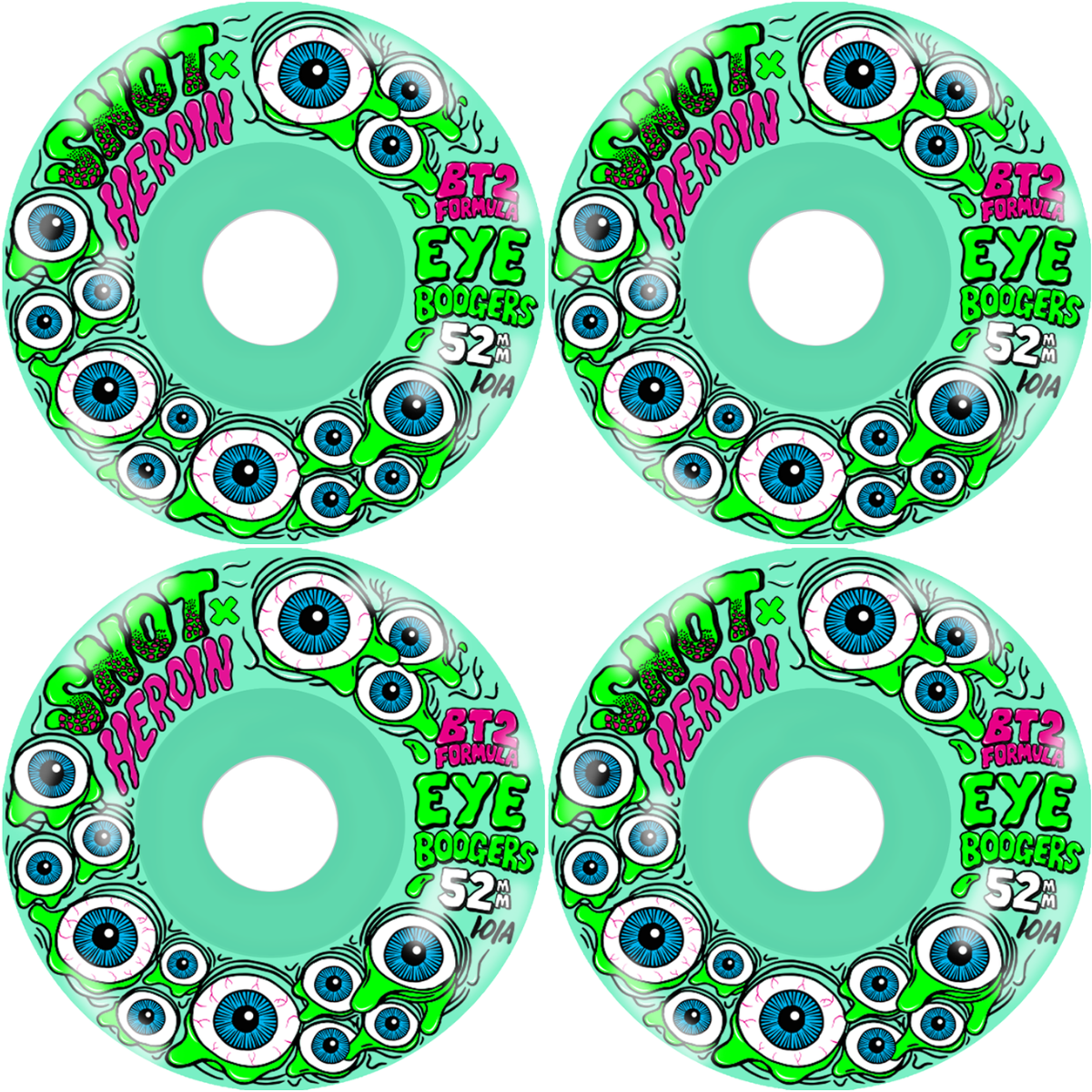 52mm Snot Wheels x Heroin Skateboards Eye Boogers Skateboard Wheels 101a