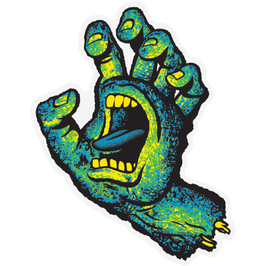 Santa Cruz Skateboards Street Creep Hand Sticker - Blue / Green / Yellow