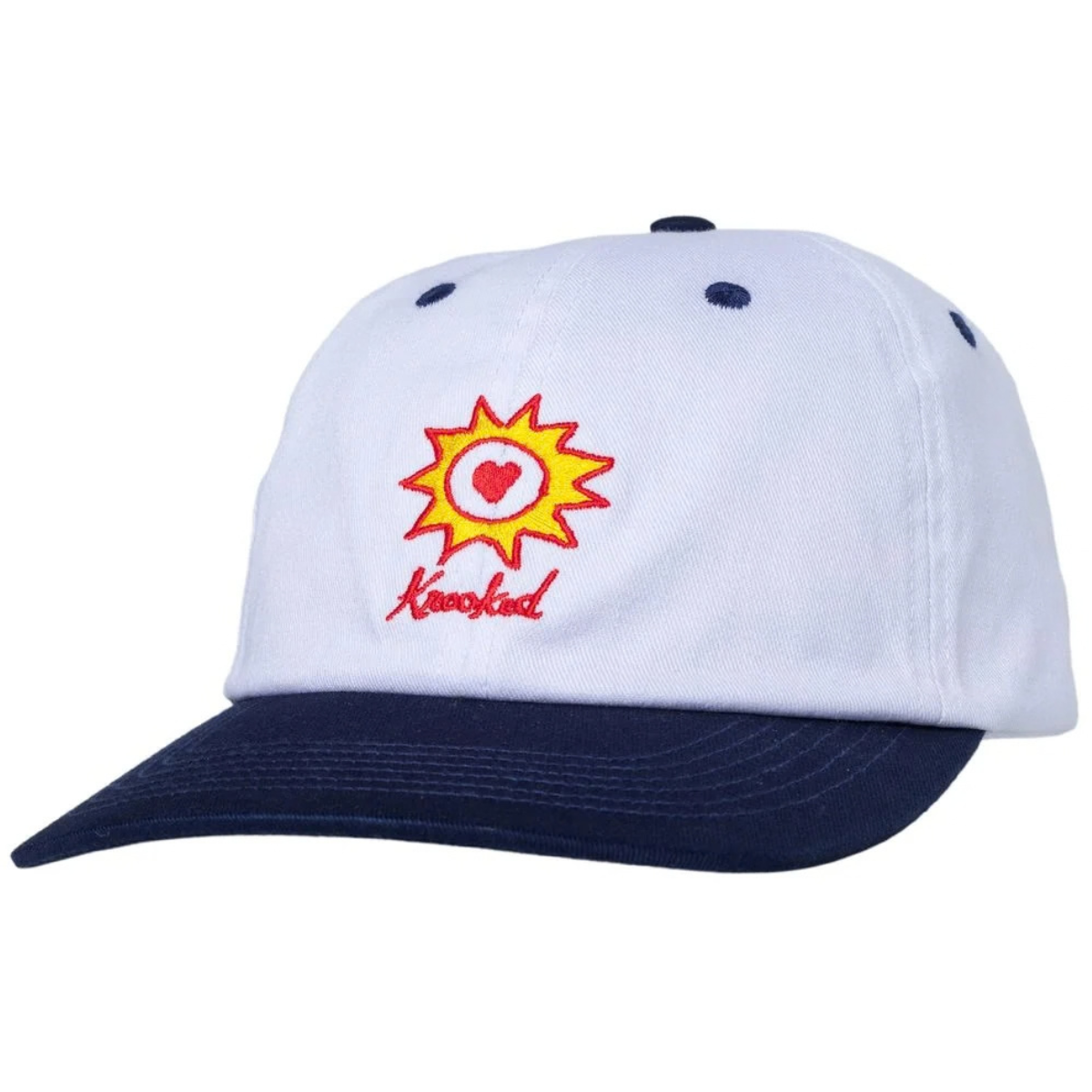 Krooked Skateboards Sun Heart Strapback Hat - White / Navy