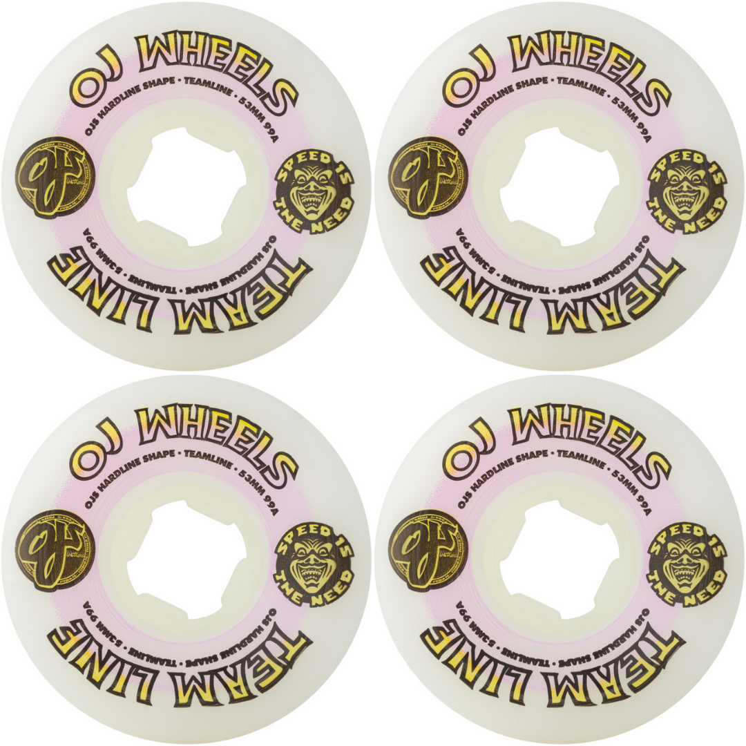 53mm OJ Wheels Team Line Original White Purple/Yellow Hardline 99a