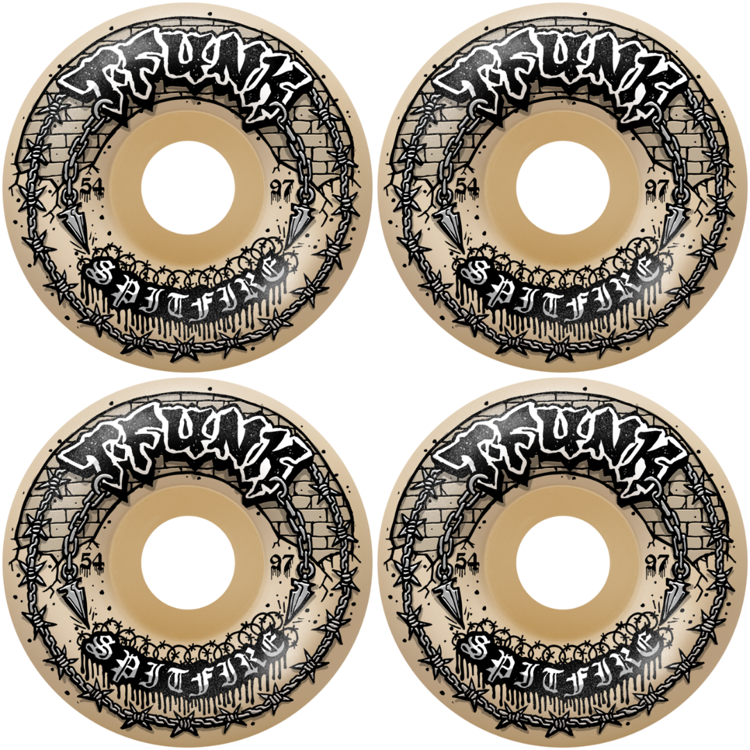 54mm Spitfire T-Funk Raw Radial Full F4 Formula Four Wheels 97a