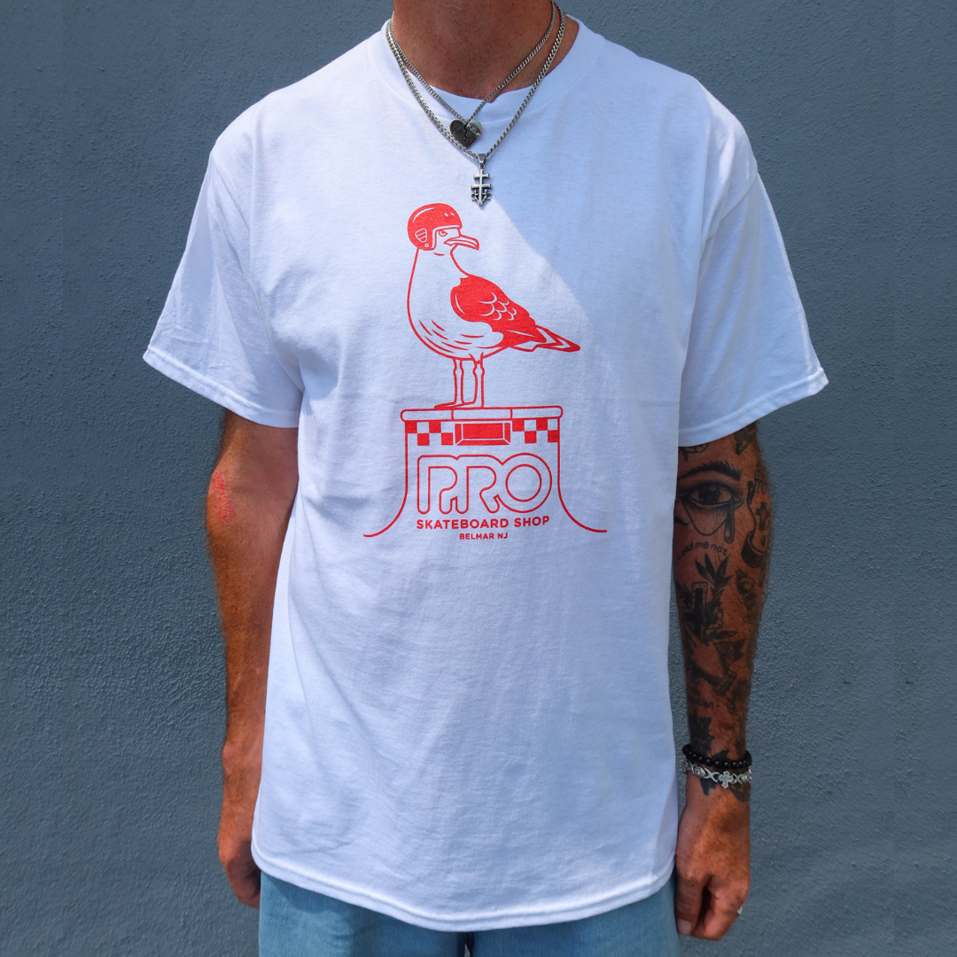 Pro Skateboard Shop Seagull Tile T-Shirt - White