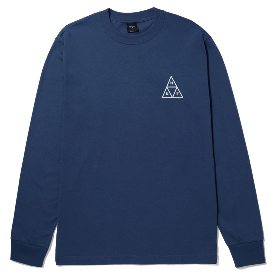 Huf Essentials Triple Triangle Long Sleeve T-Shirt - Insignia Blue