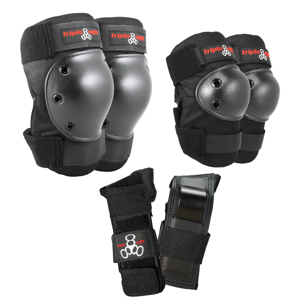 Triple 8 Saver Series Protective Pack - Knee Pads, Elbow Pads, Wrist Guards - Black