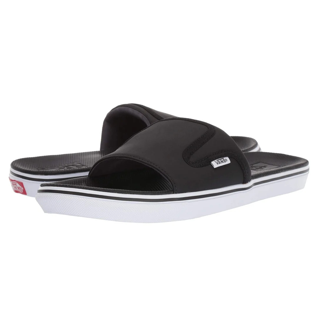 Vans Men's Ultra Cush Slide On Sandals Flip Flops - Black / White