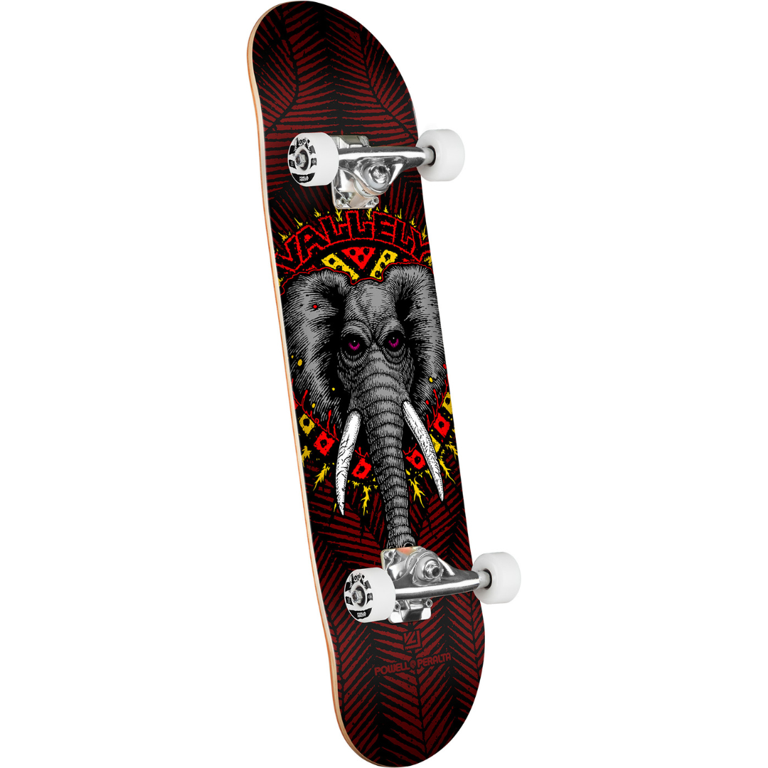 8.0" Powell Peralta Mike Vallely Elephant Birch Complete Skateboard - Black / Burgundy