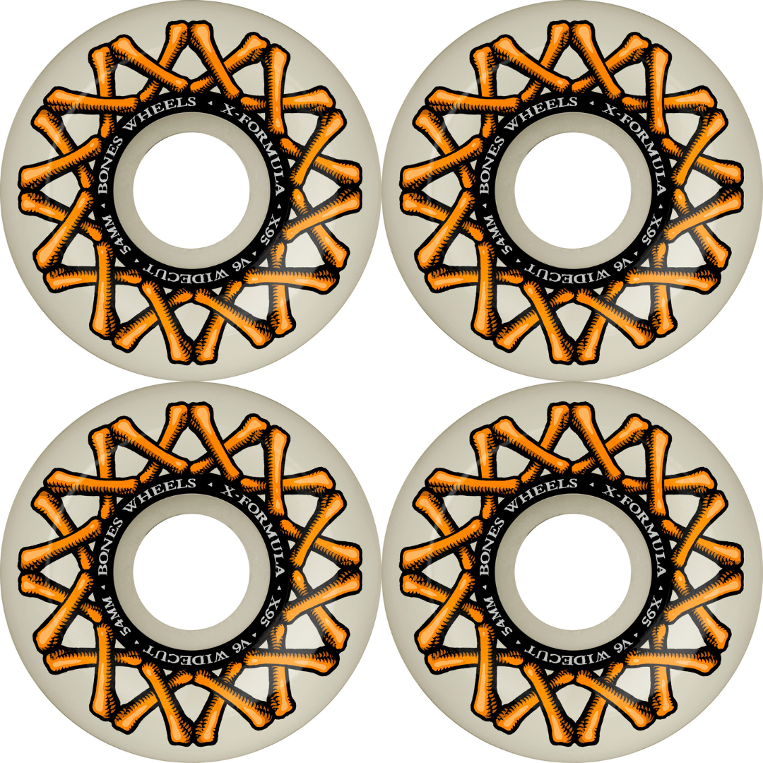 54mm Bones Wheels X-Formula Skateboard Wheels XF V6 Widecut 95a