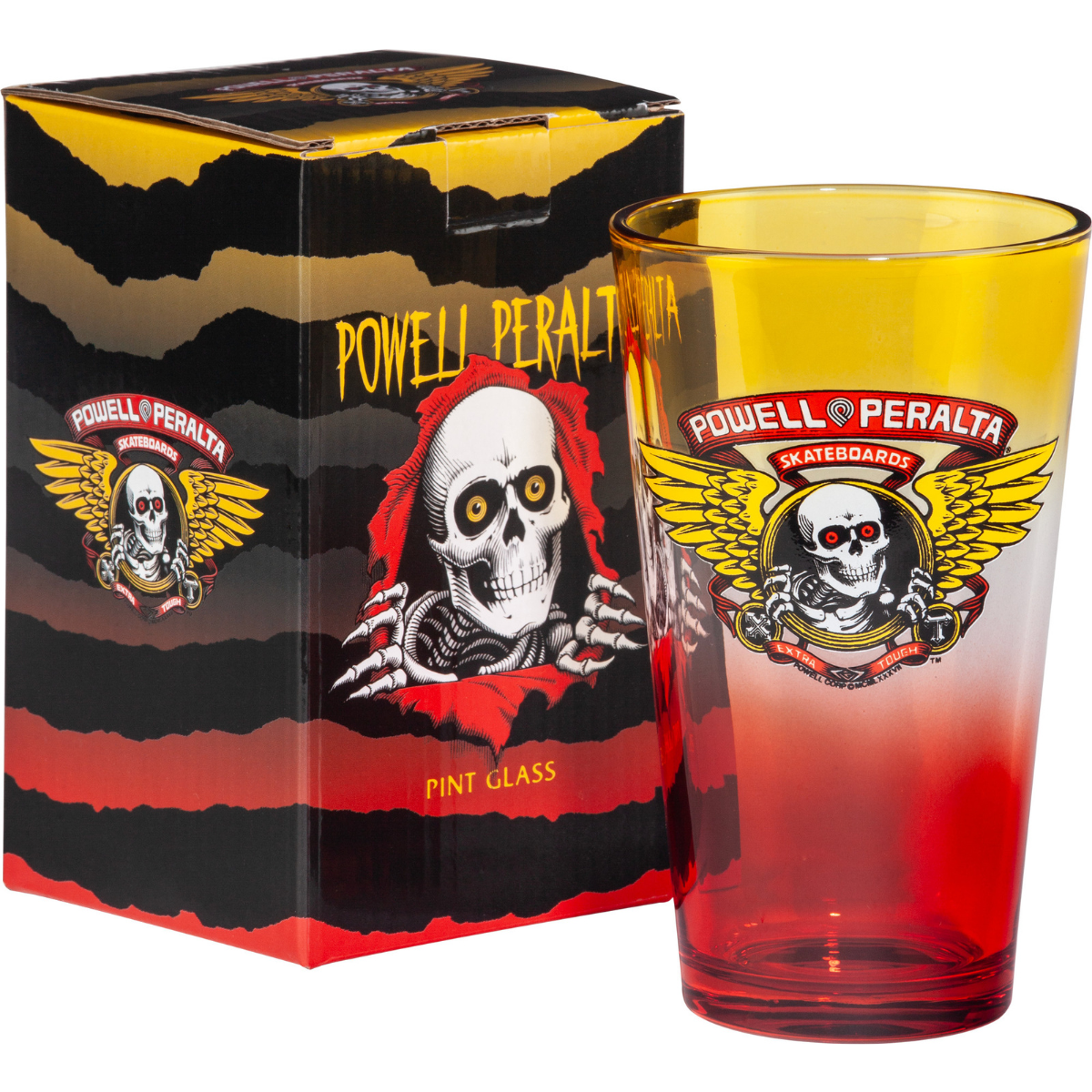 Powell Peralta Winged Ripper Pint Glass - Yellow / Red Fade