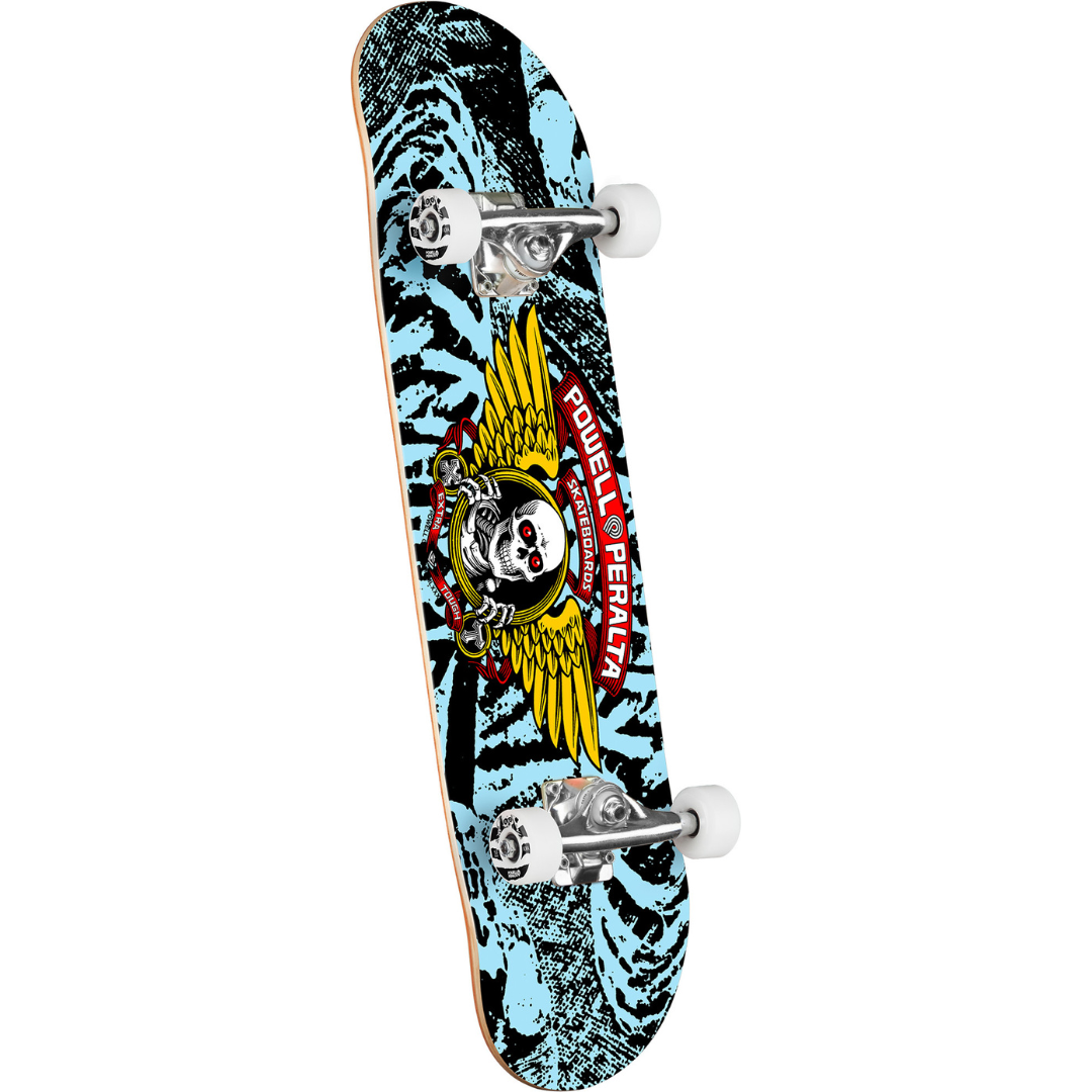 7" x 28" Powell Peralta Winged Ripper Birch Complete Skateboard - Black / Light Blue