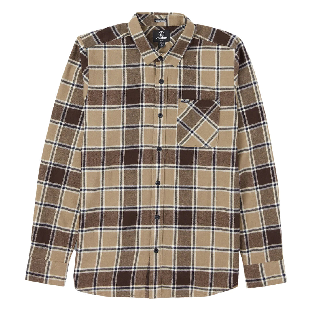 Volcom Caden Plaid Long Sleeve Flannel - Khaki