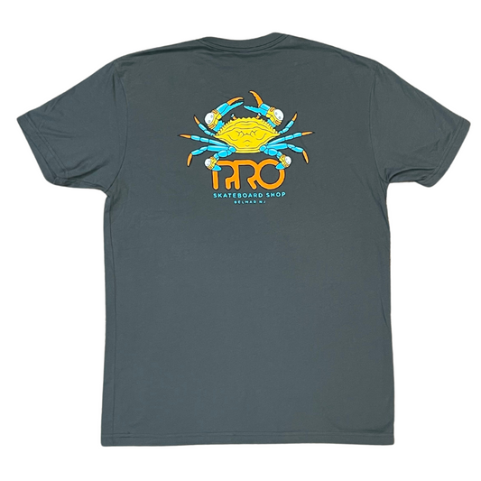 Pro Skateboard Shop Crab Logo T-Shirt - Heavy Metal Grey