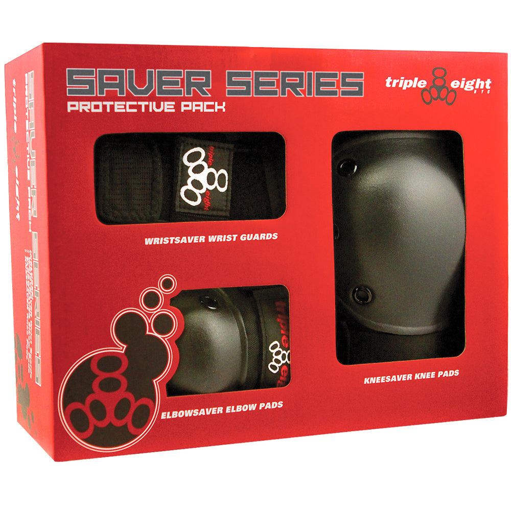 Triple 8 NYC Saver Series Pads 3 Pack - Knee Pads Elbow Pads Wrist Guards - Skateboarding Safety Equipment