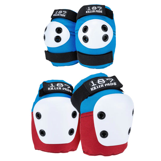 187 Killer Pads Knee & Elbow Pad Combo Pack - Red / White / Blue