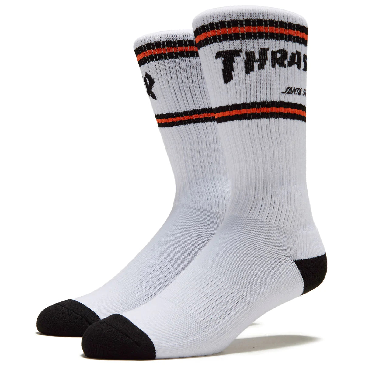 Santa Cruz x Thrasher Strip Crew Socks - White