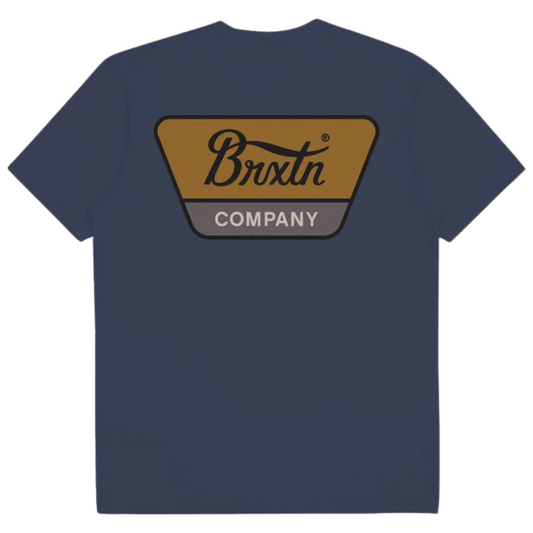 Brixton Linwood Standard T-Shirt - Washed Navy / Golden Brown / Dusk