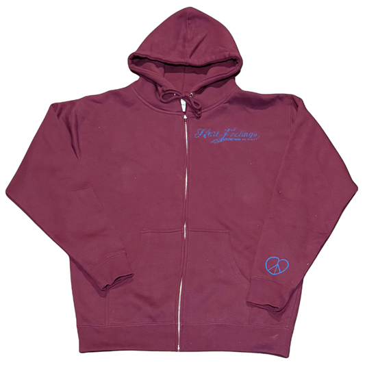 Hurt Feelings Recycle Zip-Up Hoodie - Maroon