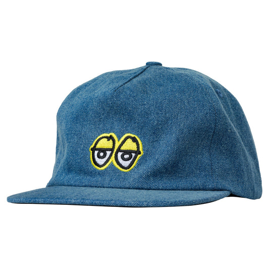 Krooked Eyes Snapback Hat - Washed Denim / Yellow