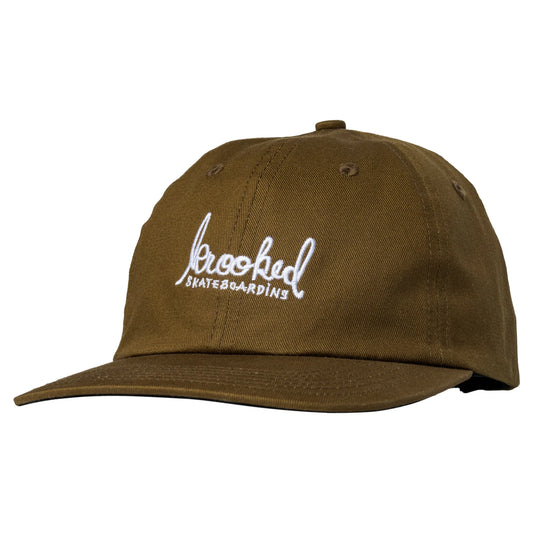 Krooked Skript Strapback Hat - Brown / White