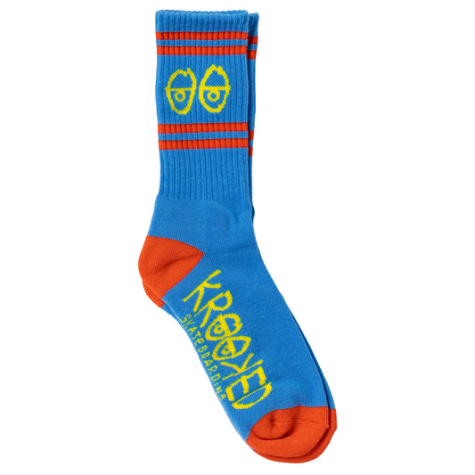 Krooked Eyes Socks - Light Blue / Red / Yellow