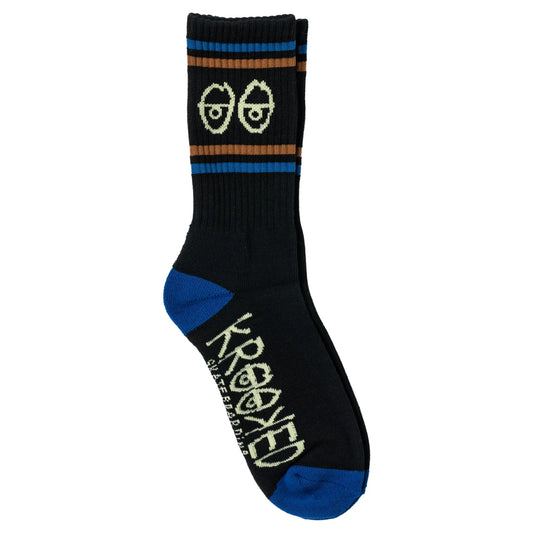 Krooked Eyes Socks - Black / Blue / Brown