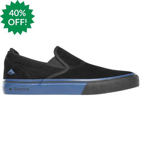 Emerica Wino G6 Slip-On Black / Blue Skate Shoes