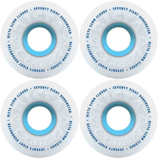 52mm Ricta Clouds Skateboard Wheels White 78a