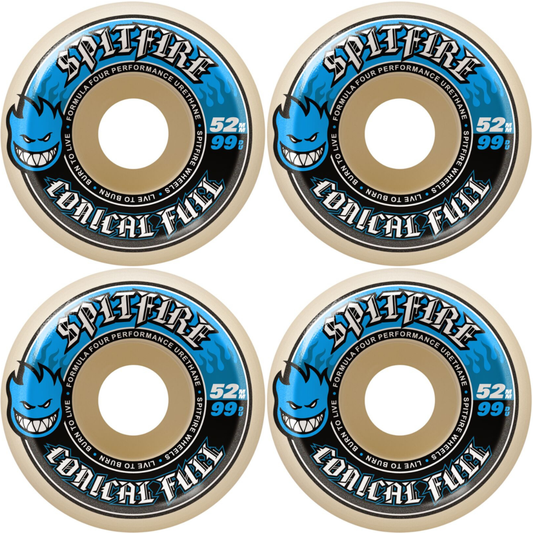 52mm Spitfire F4 Formula Four Conical Full Skateboard Wheels 99a