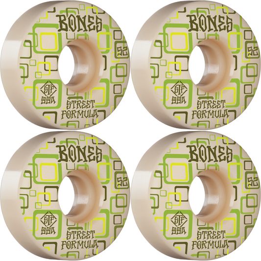 52mm Bones Wheels STF Street Tech Formula Retros V3 Slims Skateboard Wheels 99a