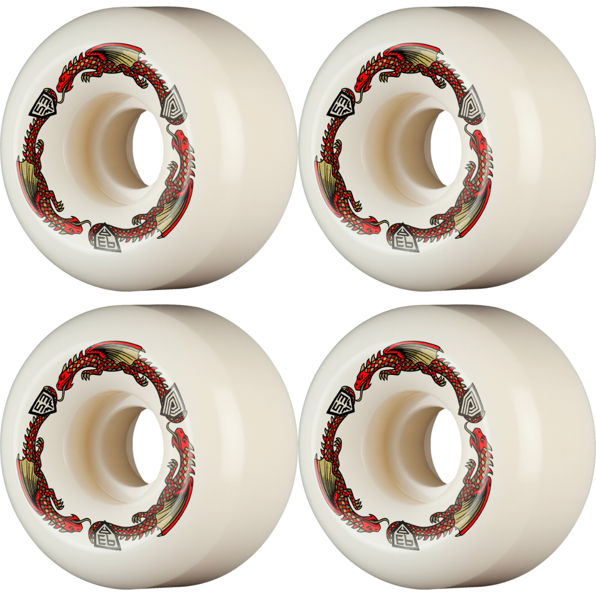 53mm Powell Peralta Dragons V6 Symmetrical Shape Skateboard Wheels 93a