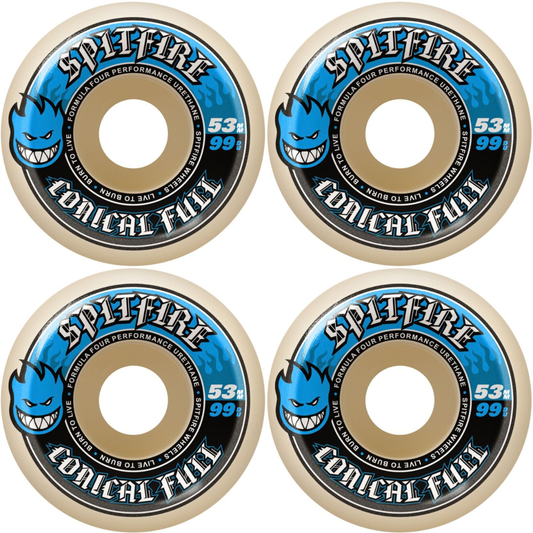 53mm Spitfire F4 Formula Four Conical Full Skateboard Wheels 99a