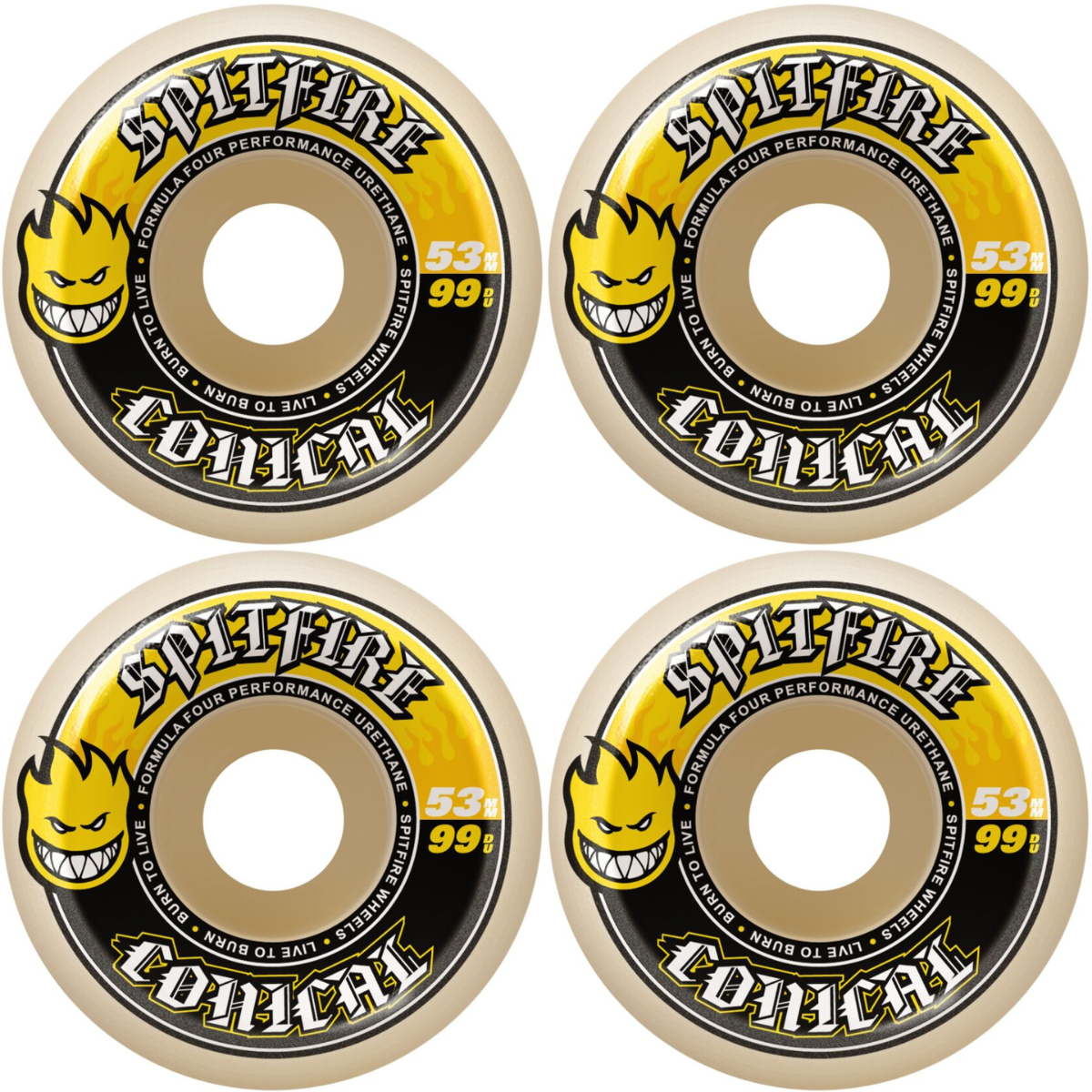 53mm Spitfire F4 Formula Four Conical Skateboard Wheels 99a