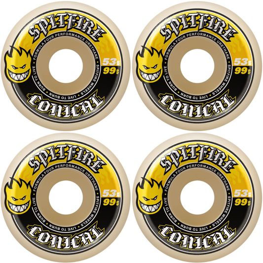 53mm Spitfire F4 Formula Four Conical Skateboard Wheels 99a