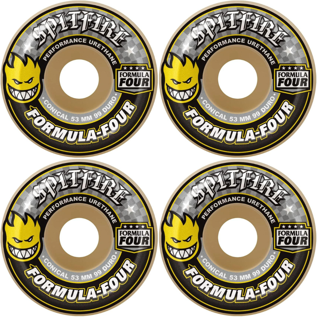53mm Spitfire Wheels Formula Four Conical 99a Yellow