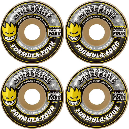 53mm Spitfire Wheels Formula Four Conical 99a Yellow