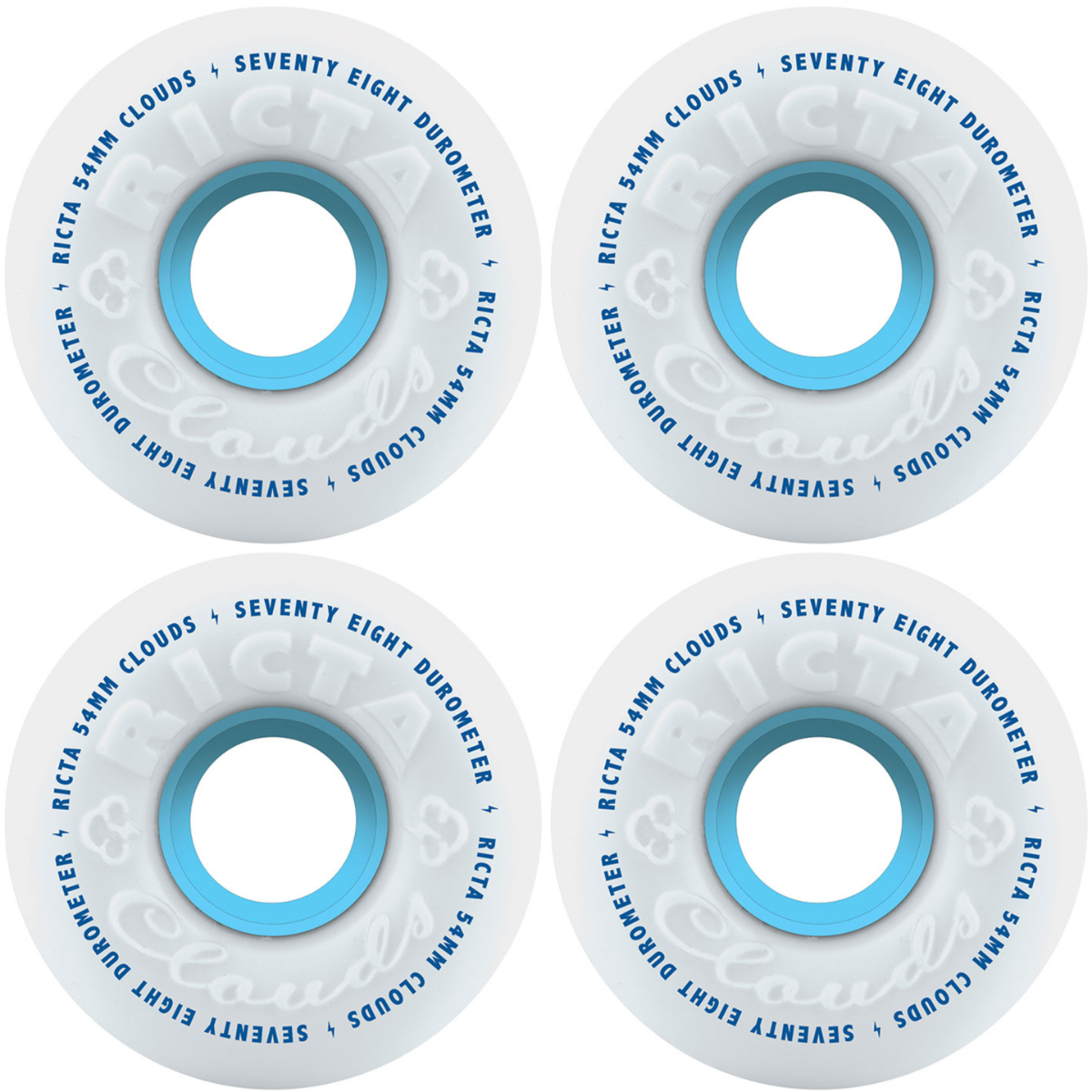 54mm Ricta Clouds Skateboard Wheels White 78a