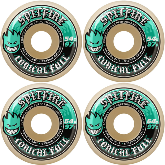 54mm Spitfire Formula Four F4 Conical Full Skateboard Wheels 97a