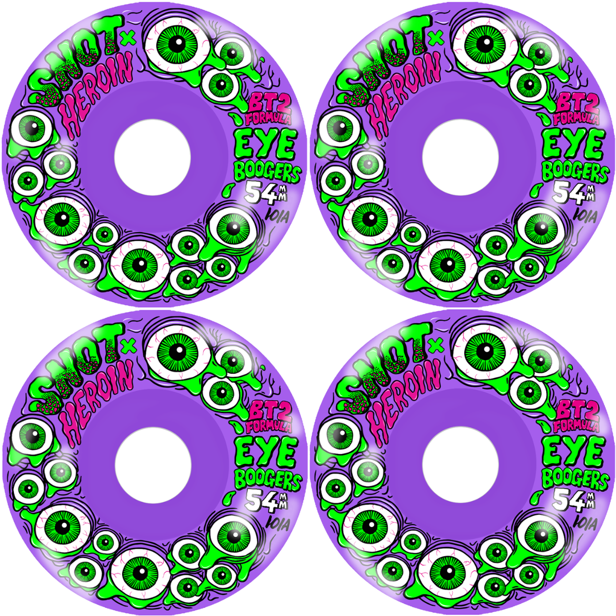 54mm Snot Wheels x Heroin Skateboards Eye Boogers Skateboard Wheels 101a