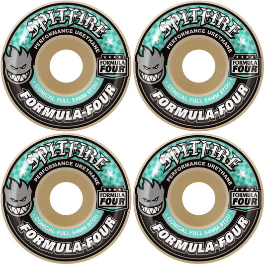 54mm Spitfire Wheels Formula Four Conical 97a Teal