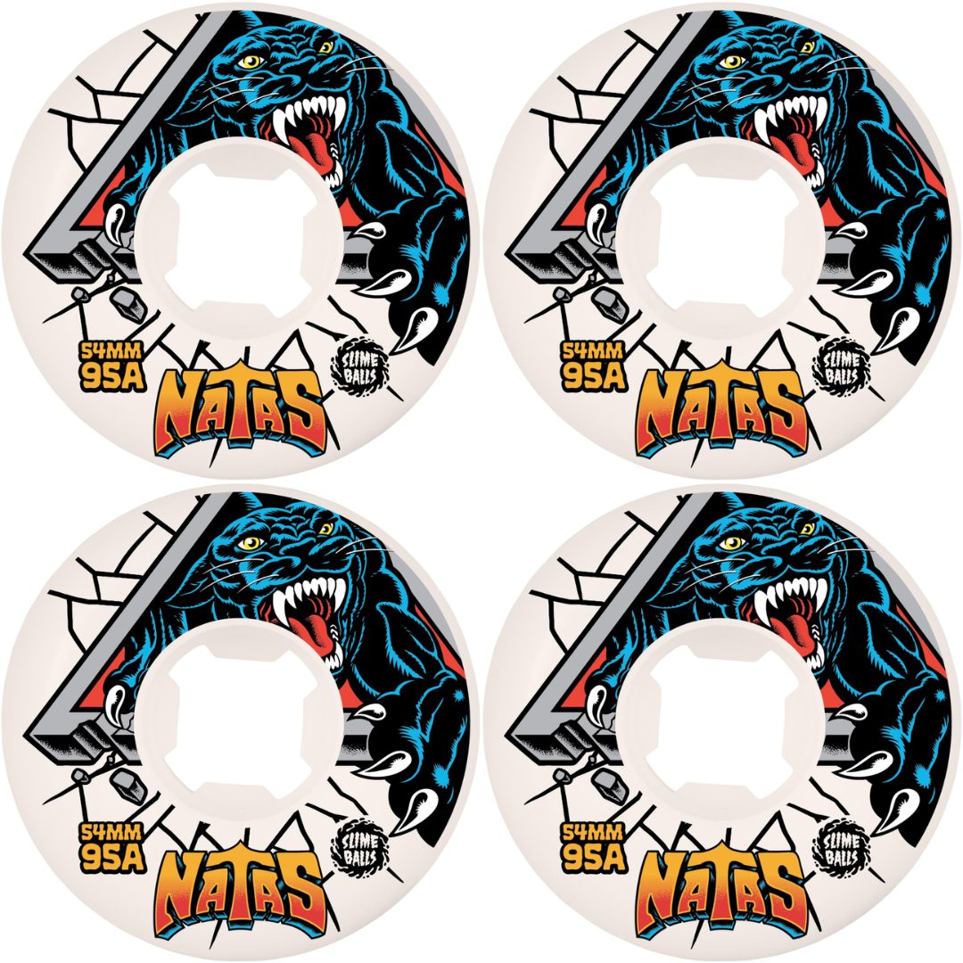 54mm Slime Balls Natas Reissue White Hardline 95a Skateboard Wheels