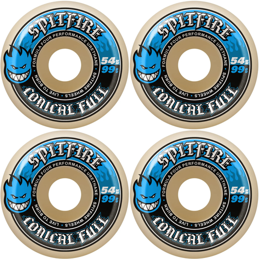 54mm Spitfire F4 Formula Four Conical Full Skateboard Wheels 99a