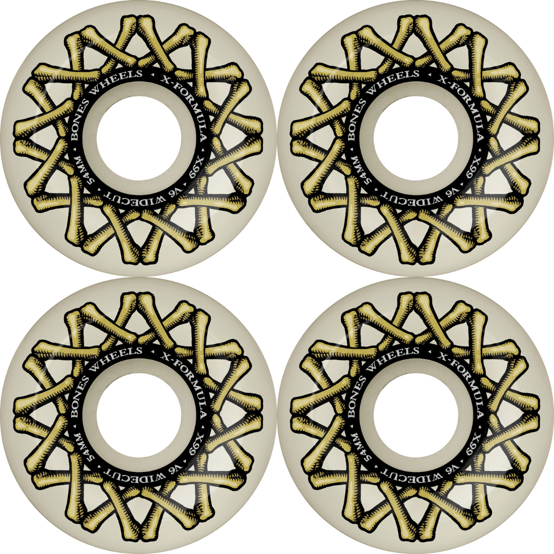 54mm Bones Wheels X-Formula Skateboard Wheels V6 Widecut 99a