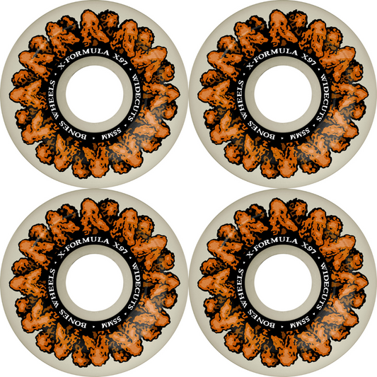55mm Bones Wheels X-Formula Skateboard Wheels Wingin It V6 Widecuts 97a