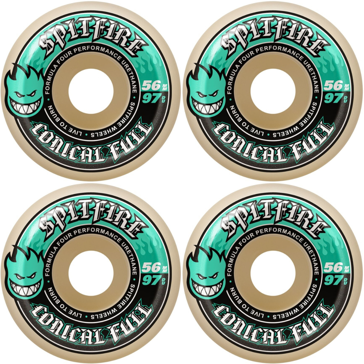 56mm Spitfire Formula Four F4 Conical Full Skateboard Wheels 97a