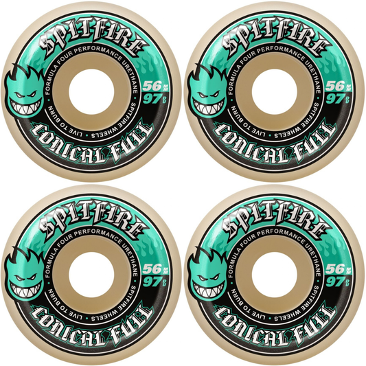 56mm Spitfire Formula Four F4 Conical Full Skateboard Wheels 97a