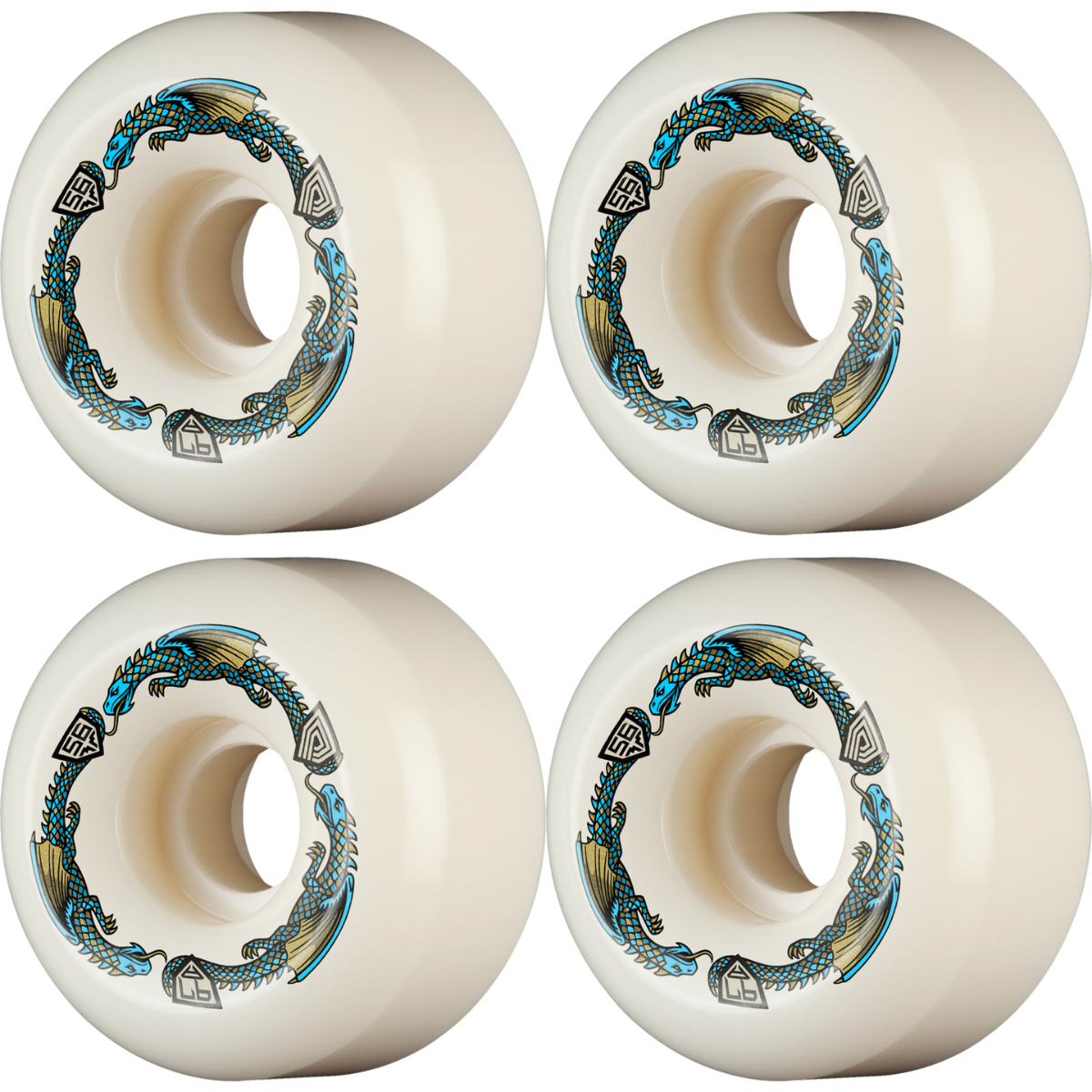 56mm Powell Peralta Dragons V6 Symmetrical Shape Skateboard Wheels 97a