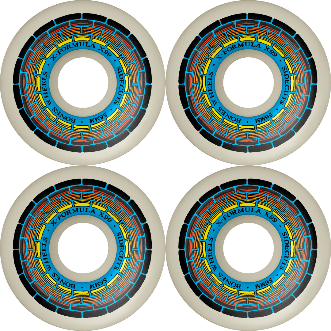 56mm Bones Wheels X-Formula Skateboard Wheels Wishing Well V5 Sidecuts 99a
