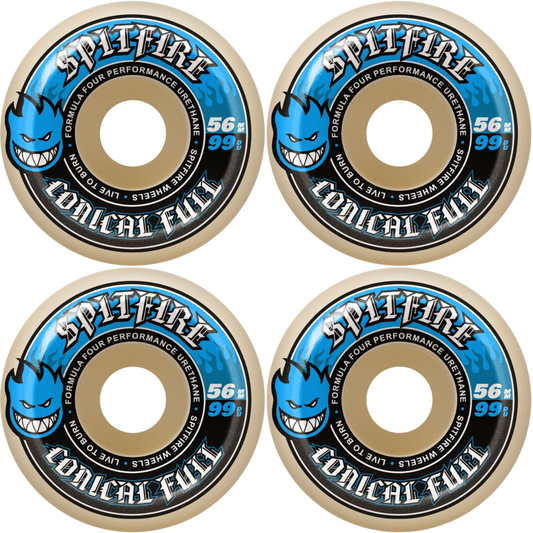 56mm Spitfire F4 Formula Four Conical Full Skateboard Wheels 99a