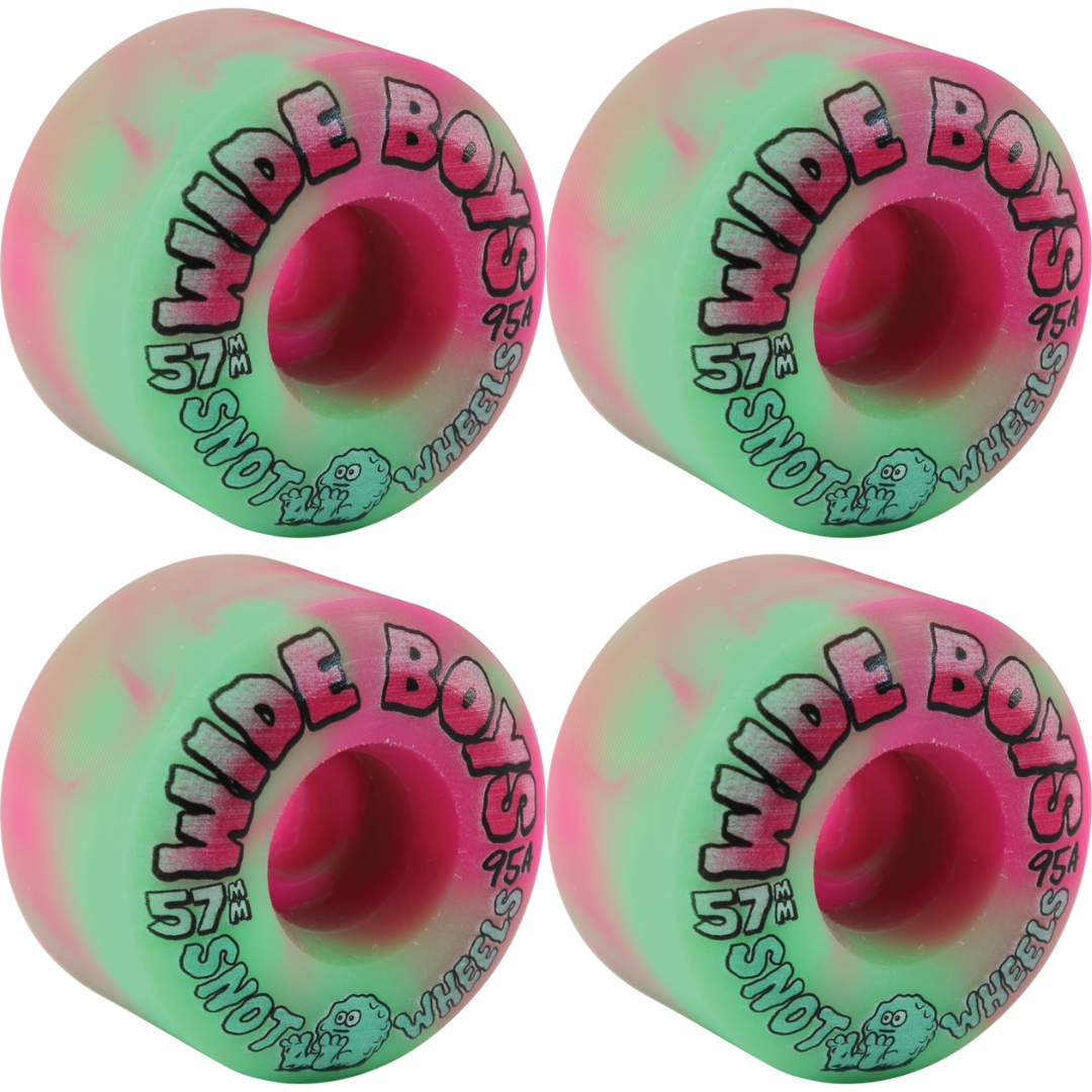 57mm Snot Wheels Wide Boys 95A Green / Pink Swirl