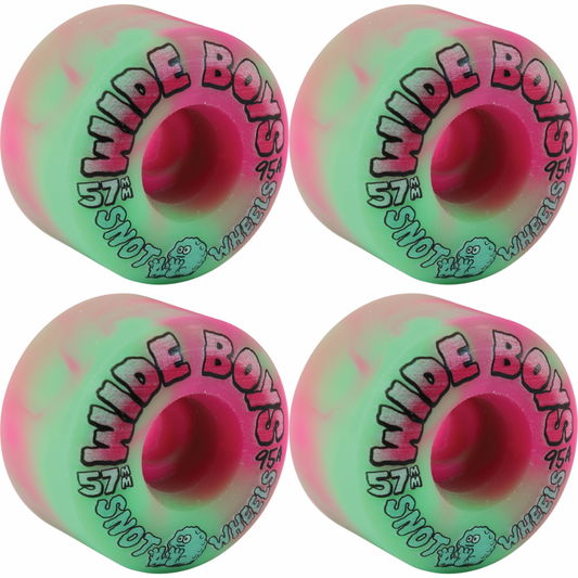 57mm Snot Wheels Wide Boys 95A Green / Pink Swirl